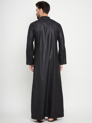 Black Arab Thobe / Jubba for Men with Piping Design