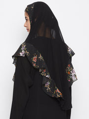 Women Black Georgette Fabric Khimar Hijab For Regular Use