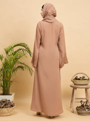 Handworked Luxury Modest Beige Abaya Burqa with Matching Hijab