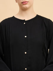 Modest Front Open Abaya Burqa with Black Georgette Hijab