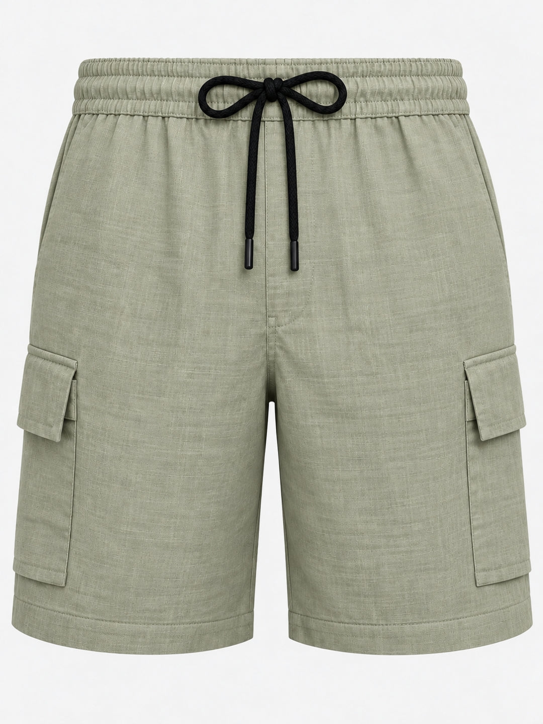 Sage Green Cargo Linen Shorts for Men – Casual Wear