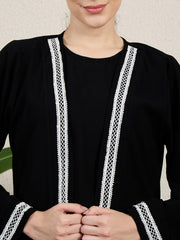 2 Piece Shrug Set Abaya with Black Scarf