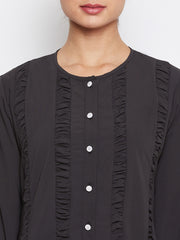Olive Black Long Sleeve Abaya with Black Georgette Hijab