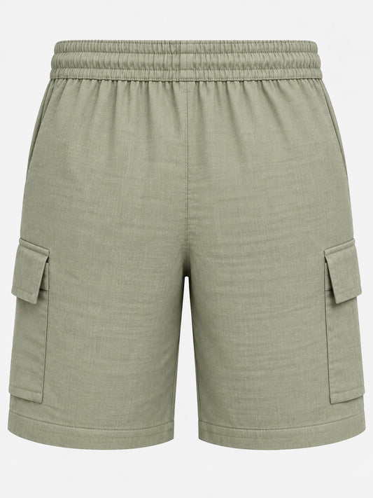 Sage Green Cargo Linen Shorts for Men – Casual Wear