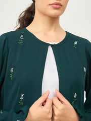 2 Piece Handwork Abaya with White Georgette Hijab