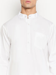 White Solid Straight Men's Kurta