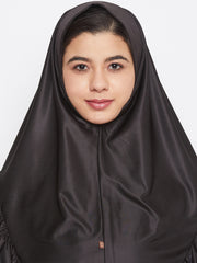 Black Solid Lycra Fabric Khimar Hijab For Women