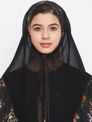 Women Black Georgette Fabric Khimar Hijab For Regular Use