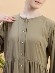 Modest Solid Beige Abaya Burqa with Matching Hijab