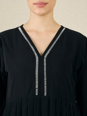 Embroidered Black Abaya Burqa with Black Hijab