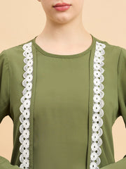 Modest Lace Abaya Burqa with White Georgette Hijab