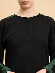 Modest Lace Abaya Burqa with Black Georgette Hijab