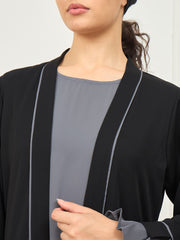 2 Piece Shrug Set Abaya with Black Georgette Hijab for Women