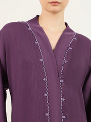 Lavender Solid Luxury Handworked Abaya Burqa with Black Georgette Hijab