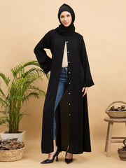 Modest Front Open Abaya Burqa with Black Georgette Hijab