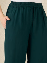 Front Open Green Solid Co-ord Set for Women