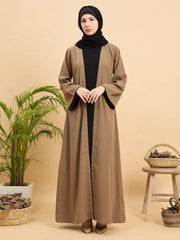 Women 2 Piece Set Front Open Shrug Abaya with Black Georgette Hijab