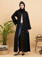 Modest Front Open Abaya Burqa with Black Georgette Hijab