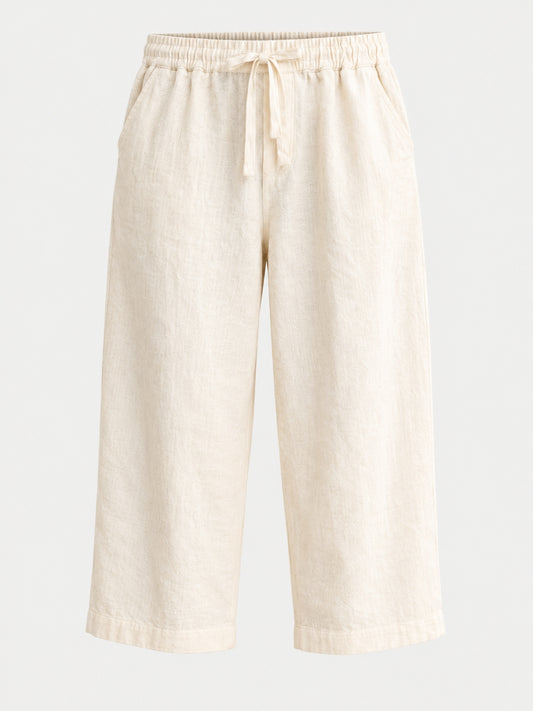Off White Loose Linen Shorts for Men – Cropped Casual Wear trousers