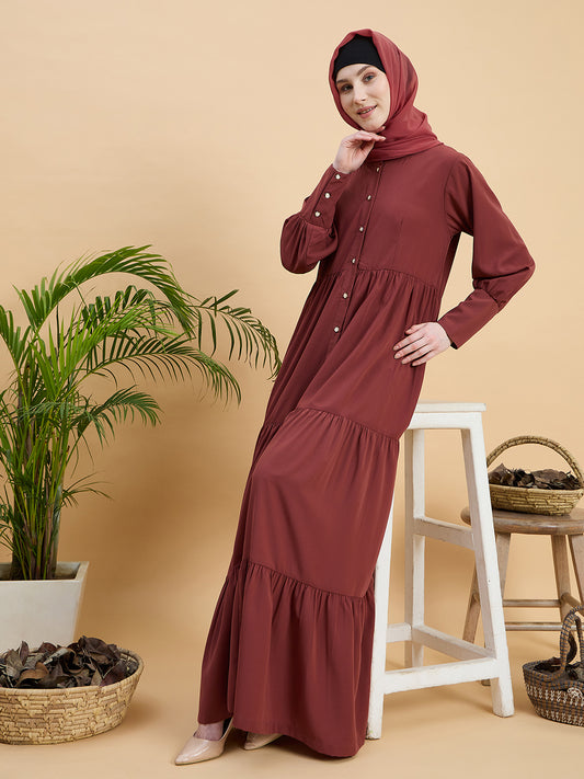 Modest Rust Abaya Burqa with Matching Hijab
