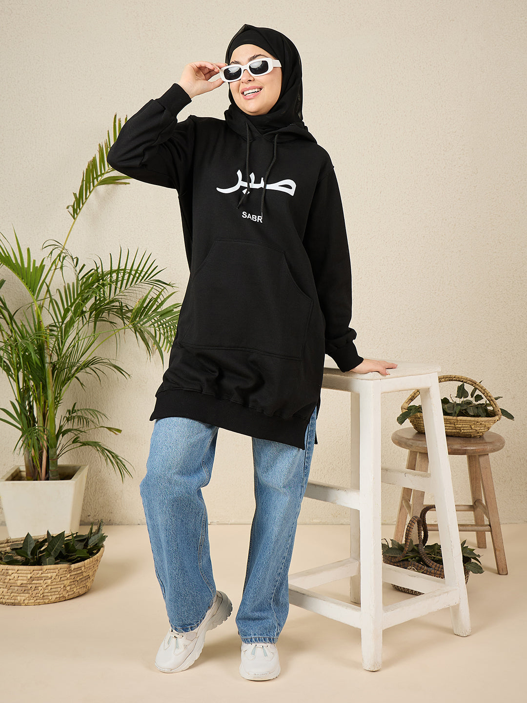 Sabr Modest Black Fleece Winter Hoodie