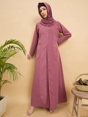 Pink Solid Modest Abaya Burqa for Women with Matching Hijab