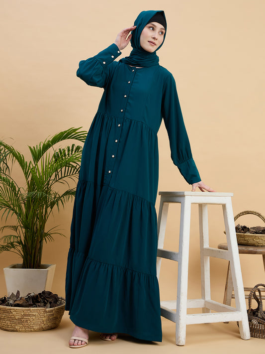 Modest Solid Green Abaya Burqa with Matching Hijab