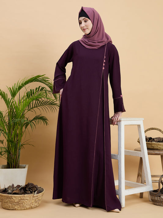 Purple Modest Women Abaya Burqa with Hijab