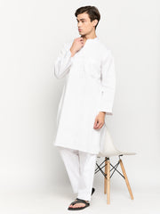 White Solid Straight Men's Kurta