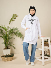 Wow Modest Winter Wear – White Fleece Hoodie for Women