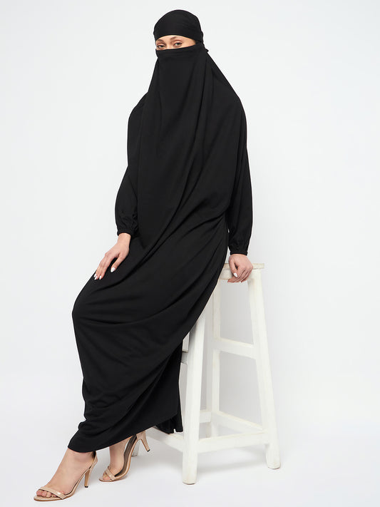One Piece Black Loose Fit Jilbab Abaya For Girls and Women