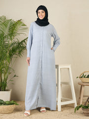 Front Open Printed Abaya Burqa with Black Hijab