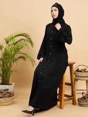 Modest Front Open Abaya Burqa with Black Georgette Hijab