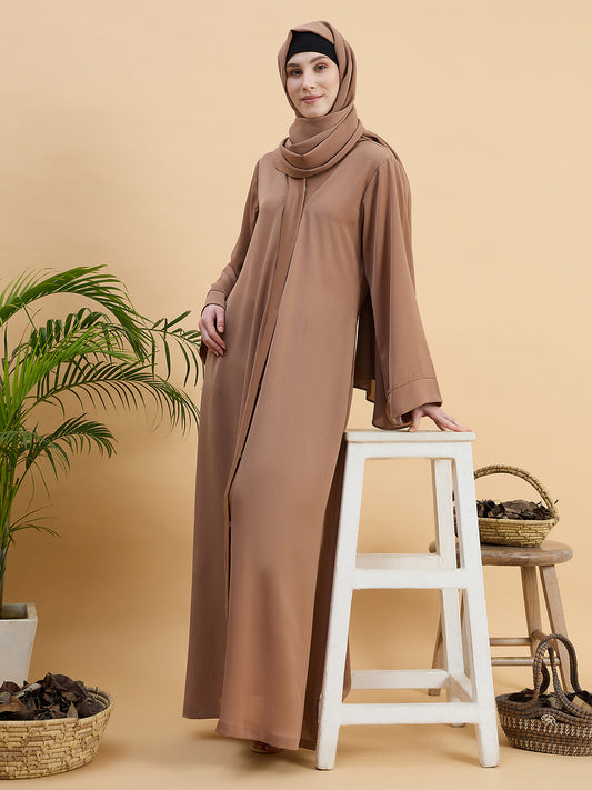 Modest Front Open Dubai Abaya Burqa with Matching Hijab