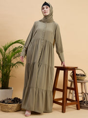 Modest Solid Beige Abaya Burqa with Matching Hijab