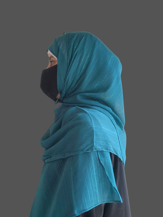 Chiffon Metallic Shimmer Teal Green Hijab for Women