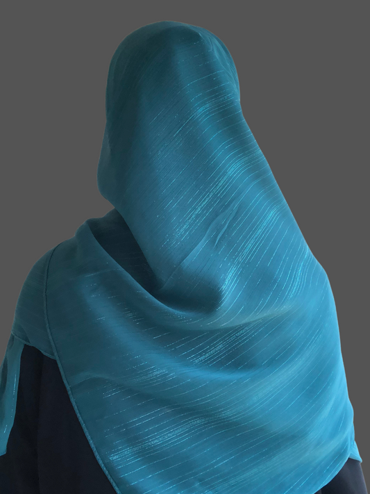 Chiffon Metallic Shimmer Teal Green Hijab for Women