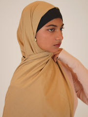 Beige Solid Viscose Jersey Hijab