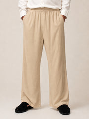 Beige Solid Farsi Pants for Men