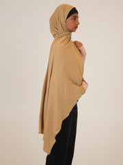 Beige Solid Viscose Jersey Hijab