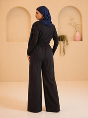 Modest Solid Black Women's Trousers