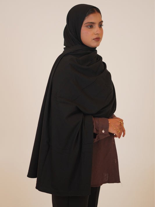 Black Solid Viscose Jersey Hijab