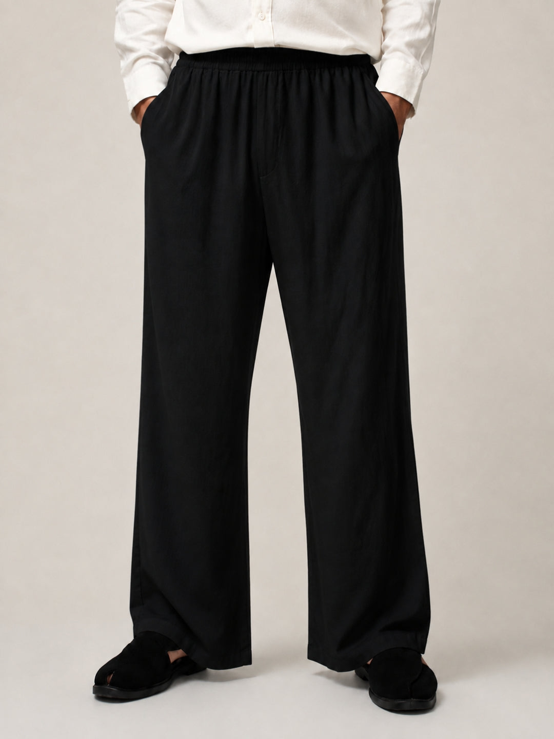 Black Solid Farsi Pants for Men