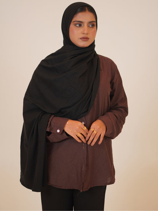 Black Solid Viscose Jersey Hijab