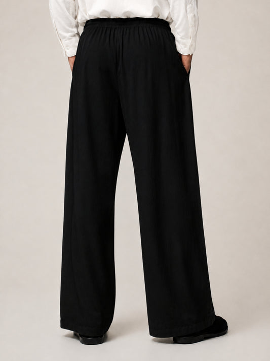 Black Solid Farsi Pants for Men
