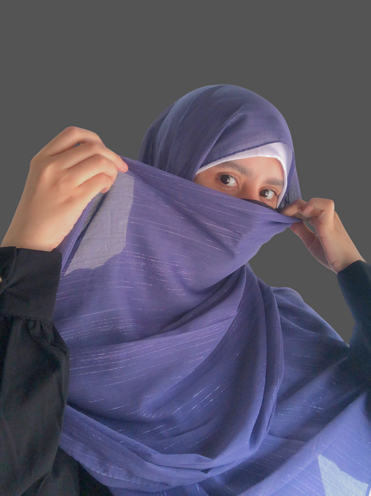 Chiffon Metallic Shimmer Violet Hijab for Women