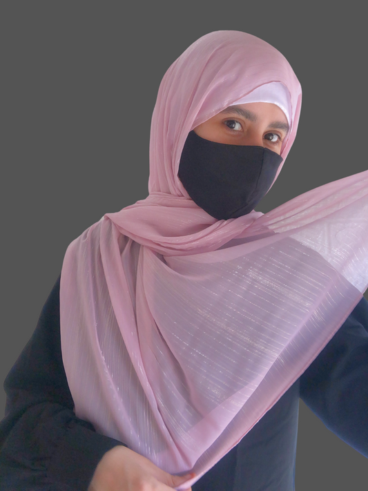 Chiffon Metallic Shimmer Baby Pink Hijab for Women
