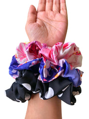 Set Of 3 Multicolored Printed Scrunchies