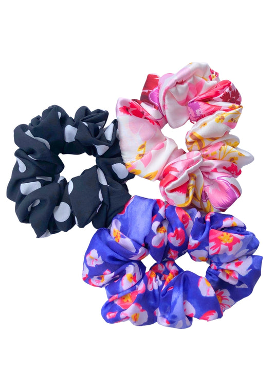 Set Of 3 Multicolored Printed Scrunchies