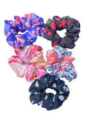 Set Of 5 Printed Satin Scrunchies For Girls and Women